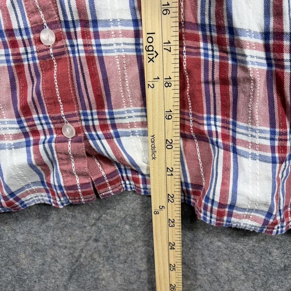 Alfred Dunner Women's‎ Red Plaid 3/4 Sleeve Button Front Top Floral Beading 18P - Picture 6 of 10
